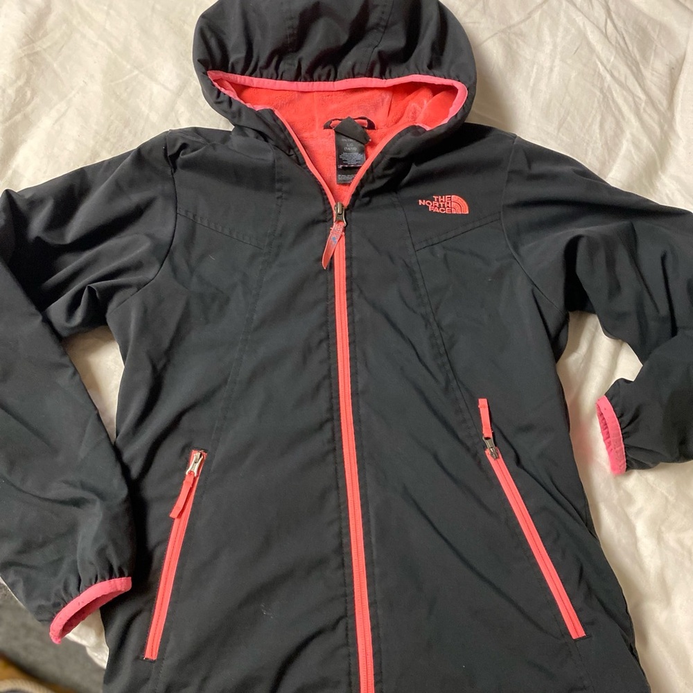 The North Face Kids Black Jacket with Pink Accents